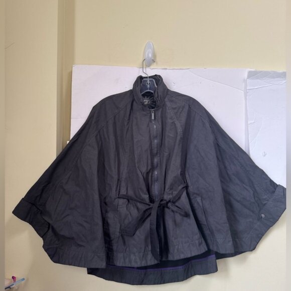 UGG Hallie Waterproof Coated Cotton Cape Poncho Trench Coat Jacket Hood Pocket M - Picture 4 of 16